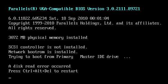 A disk read error occurred