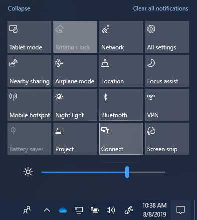 Беспроводной дисплей Miracast (WiDi) в Windows 10
