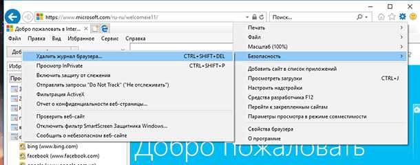 Как очистить историю в браузере Internet Explorer: фотографии и видео по очистке журнала посещений