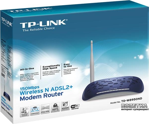 Не могу подключить роутер TP-Link TD-W8950N к интернету Киевстар