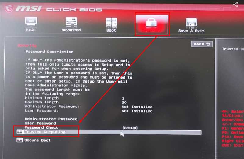 Установка модуля TPM 2.0 для Windows 11 на ноутбуках MSI